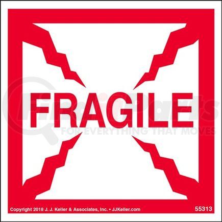 55313 by JJ KELLER - Fragile Shipping Label - 4"x4" 500/Roll Permanent Paper Label