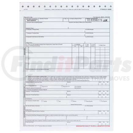 55359 by JJ KELLER - Uniform Hazardous Waste Manifest - Snap-Out Format - Snap-out format, 5-ply, 8-1/2" x 11-3/4"