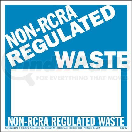 55247 by JJ KELLER - Non-RCRA Regulated Waste Labels - Laser Compatible Vinyl, 100 Sheets/Pk (1 Label/Sheet)