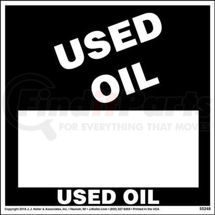 55248 by JJ KELLER - Used Oil Waste Labels - Laser Compatible Vinyl, 100 Sheets/Pk (1 Label/Sheet)