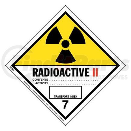 55369 by JJ KELLER - Class 7 Radioactive II Labels - Paper, 50 Sheets/Pk (2 Labels/Sheet)