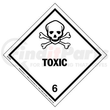 55376 by JJ KELLER - Class 6 Toxic Labels - Paper, 50 Sheets/Pk (2 Labels/Sheet)