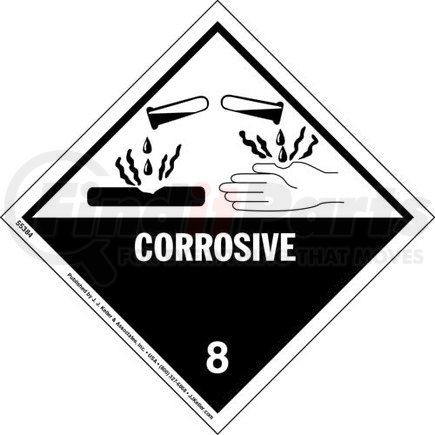 55384 by JJ KELLER - Class 8 Corrosive Labels - Poly, 25 Sheets/Pk (2 Labels/Sheet)