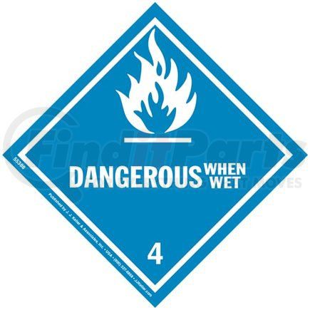 55388 by JJ KELLER - Class 4 Dangerous When Wet Labels - Poly, 25 Sheets/Pk (2 Labels/Sheet)