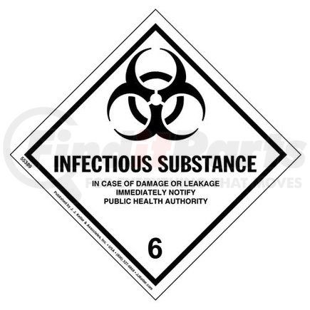 55389 by JJ KELLER - Class 6 Infectious Substance Labels - Poly, 25 Sheets/Pk (2 Labels/Sheet)