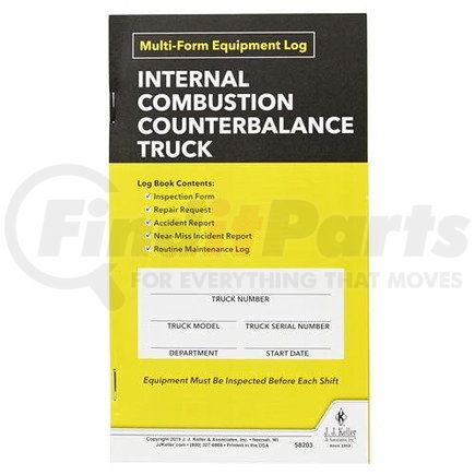 58203 by JJ KELLER - Internal Combustion Counterbalance Multiform Forklift Inspection Logbook - Carbonless Forklift Inspection Forms