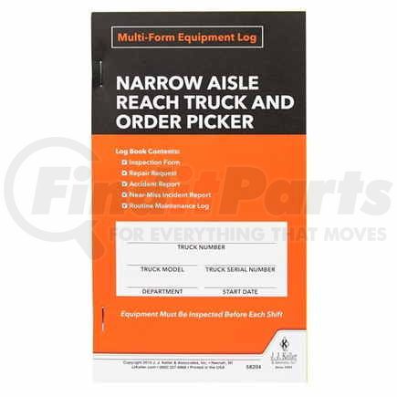 58204 by JJ KELLER - Narrow Aisle Reach Truck and Order Picker Multiform Forklift Inspection Logbook - Carbonless Forklift Inspection Forms