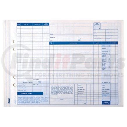 58351 by JJ KELLER - Auto Repair Order, Carbonless, Snap-Out Format – Stock - Carbonless Auto Repair Order