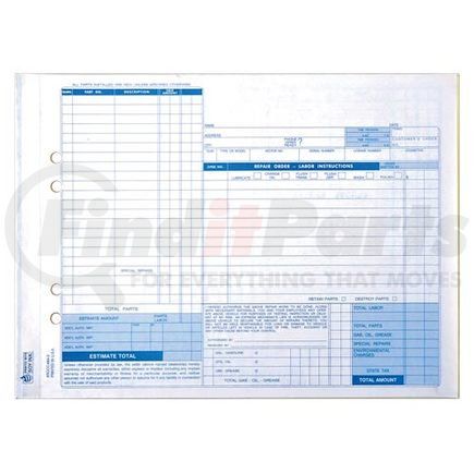 58353 by JJ KELLER - Auto Repair Order, Carbonless, Snap-Out Format – Stock - Carbonless Auto Repair Order