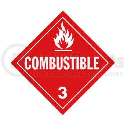 586 by JJ KELLER - Class 3 Combustible Placard - Worded - 20 mil Polystyrene, Laminated