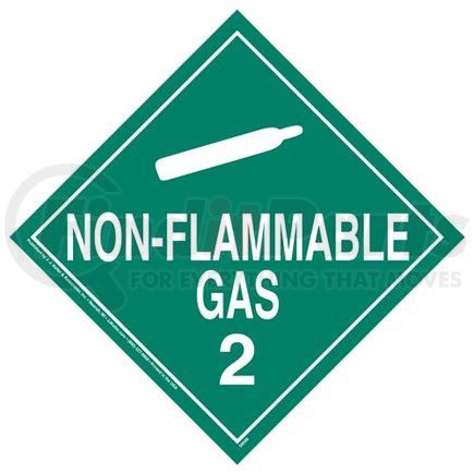 58686 by JJ KELLER - Division 2.2 Non-Flammable Gas Placard - Worded - .040" Polycarbonate