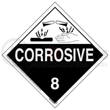 58688 by JJ KELLER - Class 8 Corrosive Placard - Worded - .040" Polycarbonate