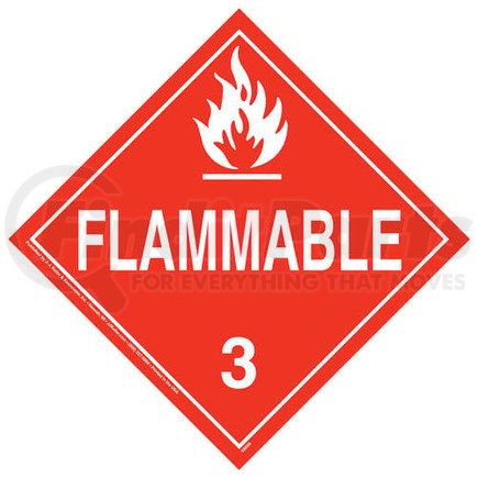 58690 by JJ KELLER - Class 3 Flammable Liquid Placard - Worded - .040" Polycarbonate