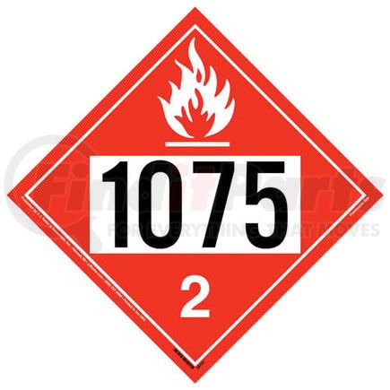 58722 by JJ KELLER - 1075 Placard - Division 2.1 Flammable Gas - .040" Polycarbonate