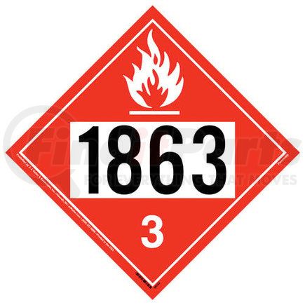 58730 by JJ KELLER - 1863 Placard - Class 3 Flammable Liquid - .040" Polycarbonate