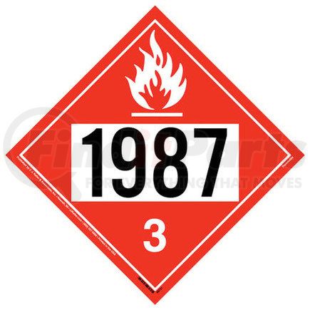 58731 by JJ KELLER - 1987 Placard - Class 3 Flammable Liquid - .040" Polycarbonate