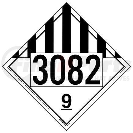 58739 by JJ KELLER - 3082 Placard - Class 9 Miscellaneous - .040" Polycarbonate
