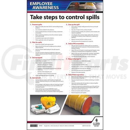 58743 by JJ KELLER - Workplace Spill Control - Employee Awareness Poster - Laminated Poster