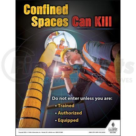 58821 by JJ KELLER - Confined Spaces Can Kill - Workplace Safety Training Poster - Confined Spaces Can Kill