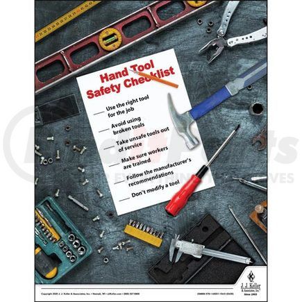 58889 by JJ KELLER - Hand Tool Safety Checklist - Construction Safety Poster - Hand Tool Safety Checklist -