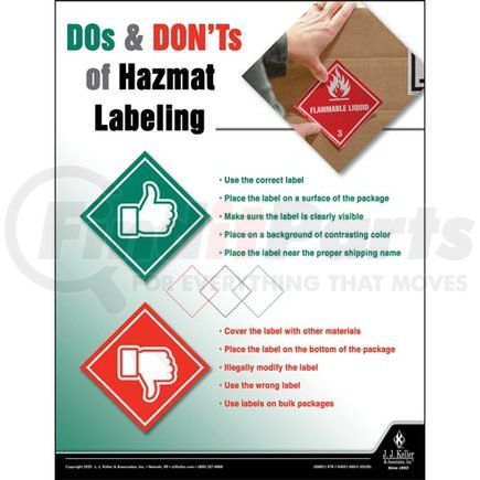 58891 by JJ KELLER - Hazmat Labeling - Hazmat Transportation Poster - Dos & Don'ts of Hazmat Labeling