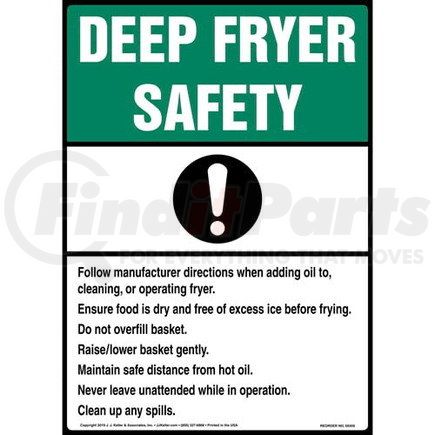 59359 by JJ KELLER - Deep Fryer Safety Poster - ANSI - Laminated Poster