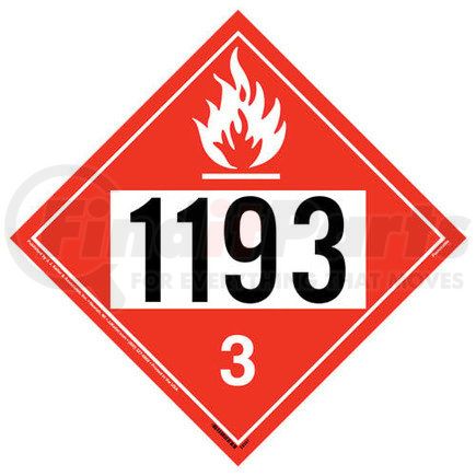 59397 by JJ KELLER - 1193 Placard - Class 3 Flammable Liquid - 4 mil Vinyl Removable Adhesive
