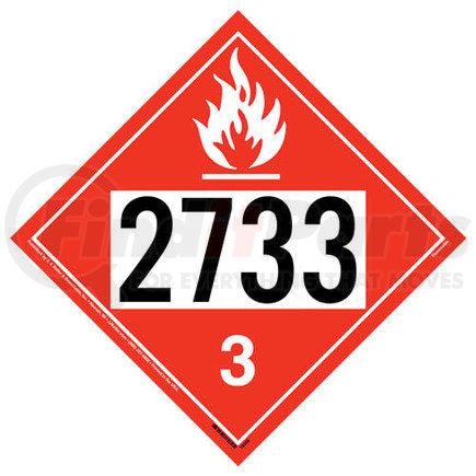 59396 by JJ KELLER - 2733 Placard - Class 3 Flammable Liquid - 4 mil Vinyl Removable Adhesive