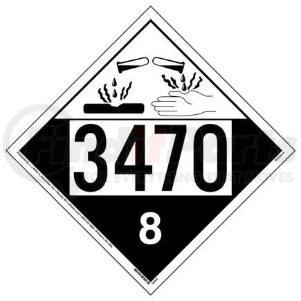 59453 by JJ KELLER - 3470 Placard - Class 8 Corrosive - 4 mil Vinyl Removable Adhesive