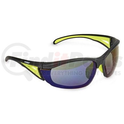 59805 by JJ KELLER - J. J. Keller™ SAFEGEAR™ Safety Glasses - Black and Lime Frame, Black Mirror Indoor/Outdoor Lens