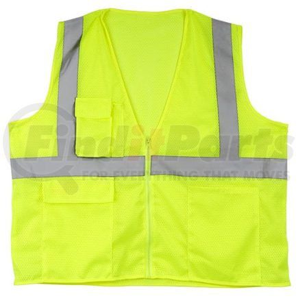 59841 by JJ KELLER - J. J. Keller SAFEGEAR Safety Vest Type R Class 2 - Zipper Closure with Vertical Reflective Tape - 4XL/5XL Safety Vest, Lime