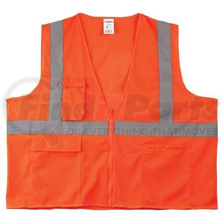 59845 by JJ KELLER - J. J. Keller SAFEGEAR Safety Vest Type R Class 2 - Zipper Closure with Vertical Reflective Tape - 4XL/5XL Safety Vest, Orange