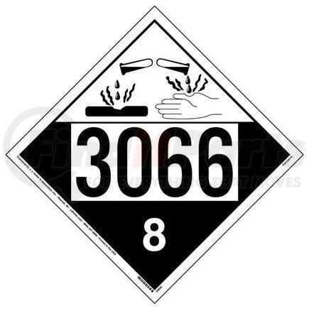 59990 by JJ KELLER - 3066 Placard - Class 8 Corrosive - 4 mil Vinyl Removable Adhesive