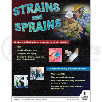 60138 by JJ KELLER - Strains and Sprains - Construction Safety Poster - Strains and Sprains