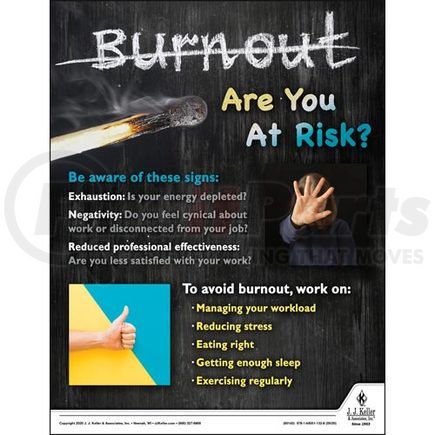 60143 by JJ KELLER - Burnout Are You At Risk  - Health & Wellness Awareness Poster - Burnout Are You At Risk