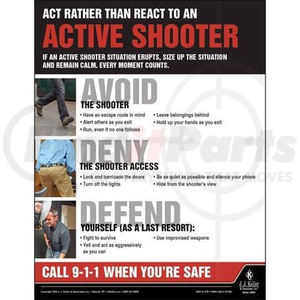60213 by JJ KELLER - Act Rather Than React To An Active Shooter - Transport Safety Risk Poster - Act Rather Than React To An Active Shooter