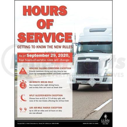 60245 by JJ KELLER - Hours of Service Getting to Know the New Rules - Driver Awareness Safety Poster - Hours of Service Getting to Know the New Rules
