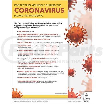 60855 by JJ KELLER - Protecting Yourself During The Coronavirus (COVID-19) Pandemic OSHA Safety Poster - English Poster