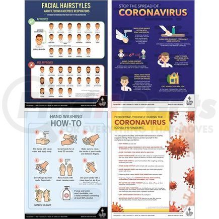 60912 by JJ KELLER - Coronavirus (COVID-19) Prevention Poster Kit - 4-Poster Set