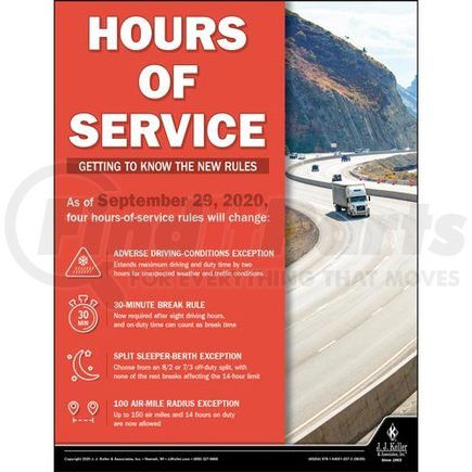 60254 by JJ KELLER - Hour of Service Getting to Know The New Rules - Transportation Safety Poster - Hour of Service Getting to Know The New Rules