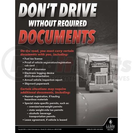 60289 by JJ KELLER - Don't Drive Without Required Documents - Motor Carrier Safety Poster - Don't Drive Without Required Documents