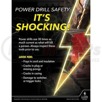 60294 by JJ KELLER - Power Drill Safety It's Shocking - Workplace Safety Training Poster - Power Drill Safety It's Shocking