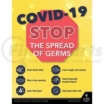 60338 by JJ KELLER - COVID-19 Stop The Spread of Germs - Health & Wellness Awareness Poster - COVID-19 Stop The Spread of Germs