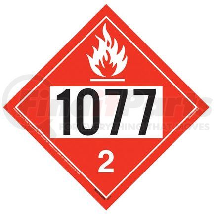 56618 by JJ KELLER - 1077 Placard - Division 2.1 Flammable Gas - 176 lb Polycoated Tagboard