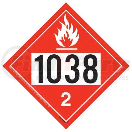 56628 by JJ KELLER - 1038 Placard - Division 2.1 Flammable Gas - 4 mil Vinyl Removable Adhesive