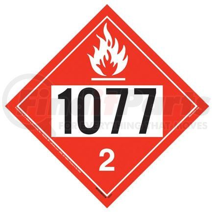 56652 by JJ KELLER - 1077 Placard - Division 2.1 Flammable Gas - 20 mil Polystyrene, Laminated
