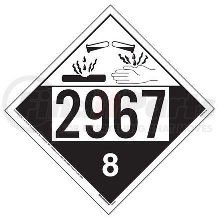 56665 by JJ KELLER - 2967 Placard - Class 8 Corrosive - 176 lb Polycoated Tagboard
