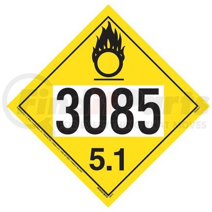 56672 by JJ KELLER - 3085 Placard - Division 5.1 Oxidizer - 4 mil Vinyl Removable Adhesive