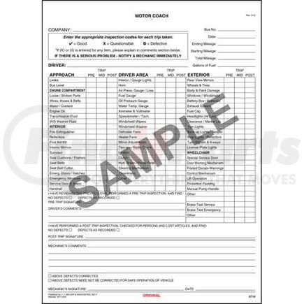 5714 by JJ KELLER - New York Motor Coach Driver's Vehicle Inspection Report, Large Book Format - Stock - Large Book Format