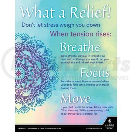 57313 by JJ KELLER - What a Relief! Don't Let Stress Weigh You Down - Health & Wellness Awareness Poster - What a Relief! Don't Let Stress Weigh You Down